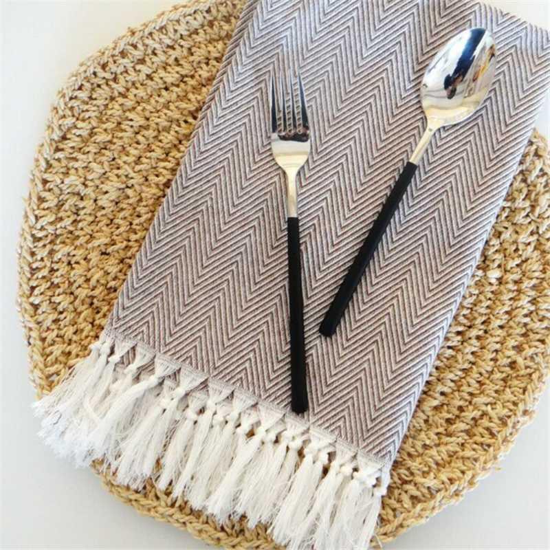 

Hand-made Tassel Napkin Cotton Yarn Dyed Dish Towel Cleaning Cloth Multi Towel Dishtowel Kitchen1