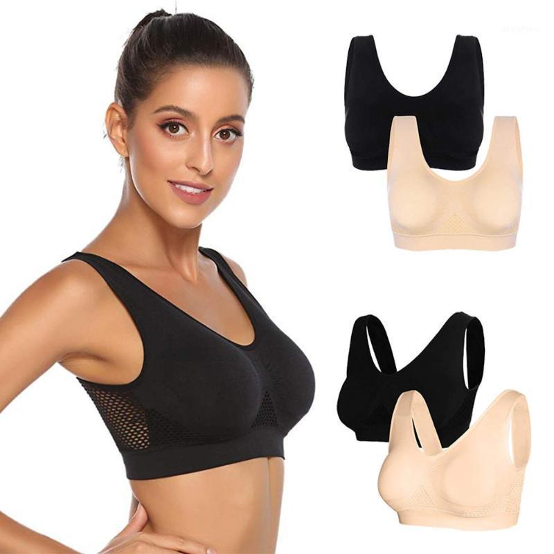 

Ladies 2PC Seamless Sport Yoga Bras-Anti-sagging Sport Padded Push up Sleep Bras S-3XL Plus Size Gym Running Fitness Yoga1, Blackbeige
