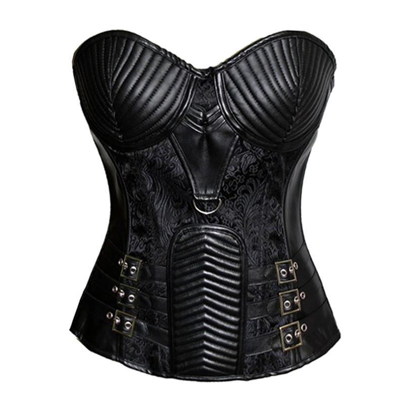 

2XL Vintage Gothic Clothing Plus Size Black Overbust Corset Burlesque Steam punk Corsets And Bustiers KorseFor Women