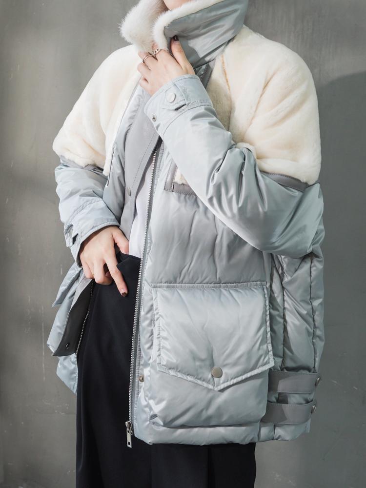 

Winter Fashion Women Real Coats With Genuine Leather Whole skin Natural Fur Jacket white duck down Outwear 2020, Light brown