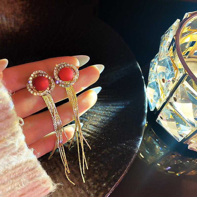 

Korean earrings wild bow long tassel earrings exquisite Piercing Prevent Allergy quality Fashion Stud