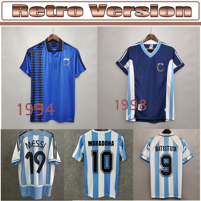 

1978 Argentina KEMPES Mens Soccer Jerseys 1986 National Team RETRO MARADONA 1998 BATISTUTA ZANETTI 2006 MESSI RIQUELME Home Football Shirts, 96/97