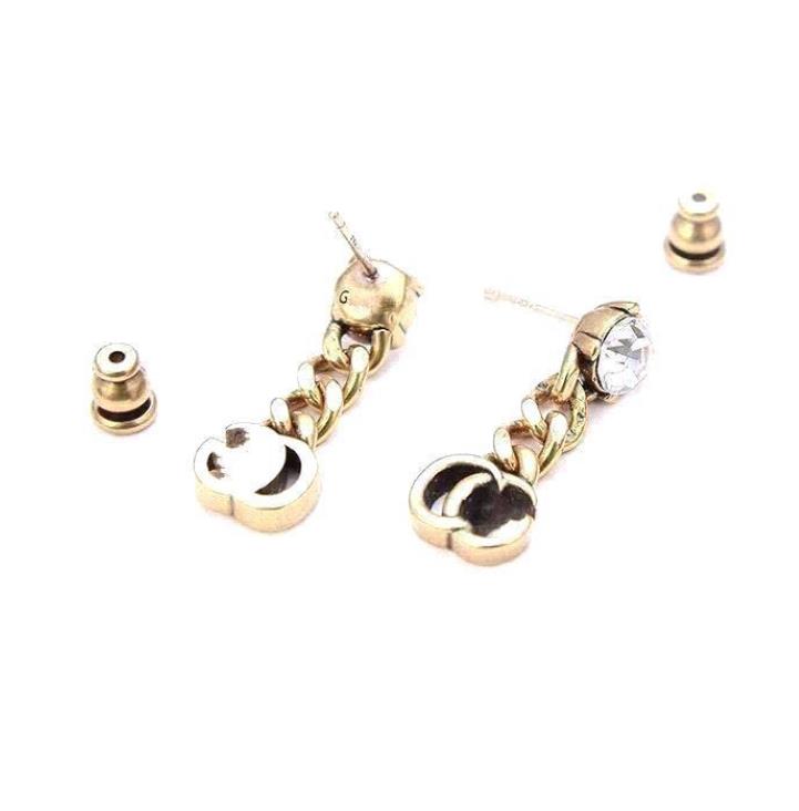 

Luxury jewelry Earrings Chains Studs with stamp Brass gold plated Diamond earring elegant new fashion
