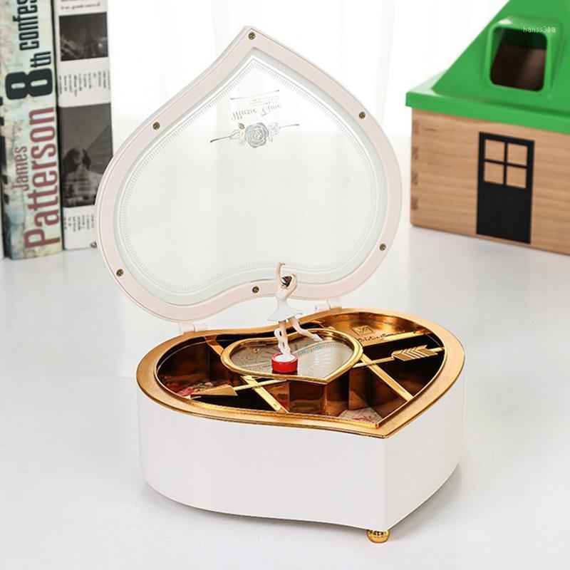 

Dancing Ballerina Heart Shape Music Box PLastic Jewellery Box Girls Carousel Hand Crank Music Mechanism Gift1