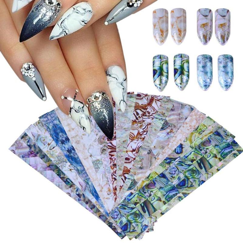 

16Pcs/Set Women Holographic Gradient Nail Foil Water Transfer Stickers Marble Nail Foils DIY Manicure Decor Decals Art Tips, 01