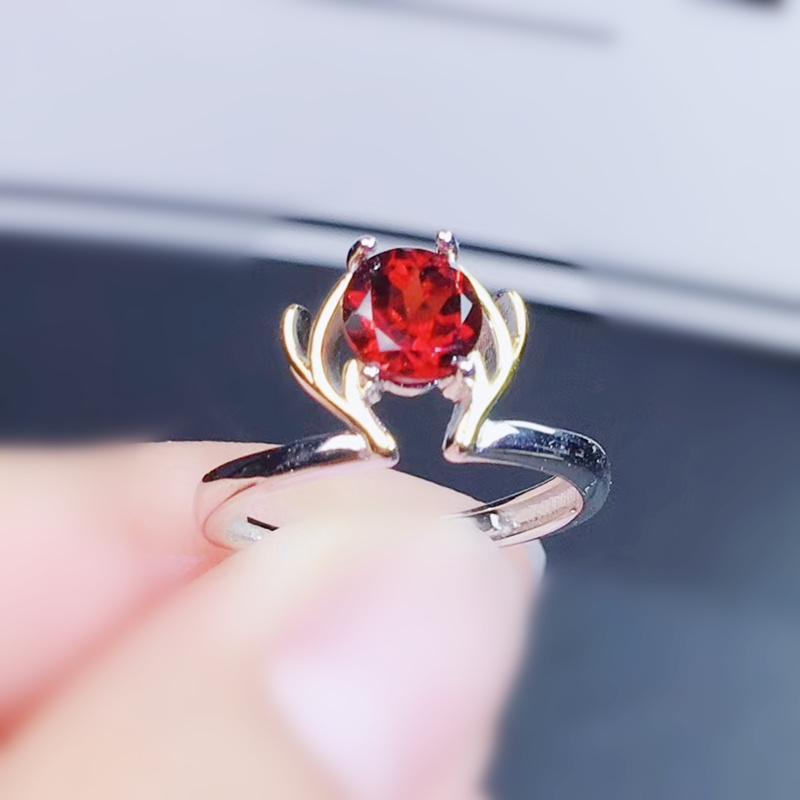 

Cluster Rings Natural Real Red Garnet Round Hand Style Ring Per Jewelry 6*6mm 1ct Gemstone 925 Sterling Silver Fine J21181, Golden;silver