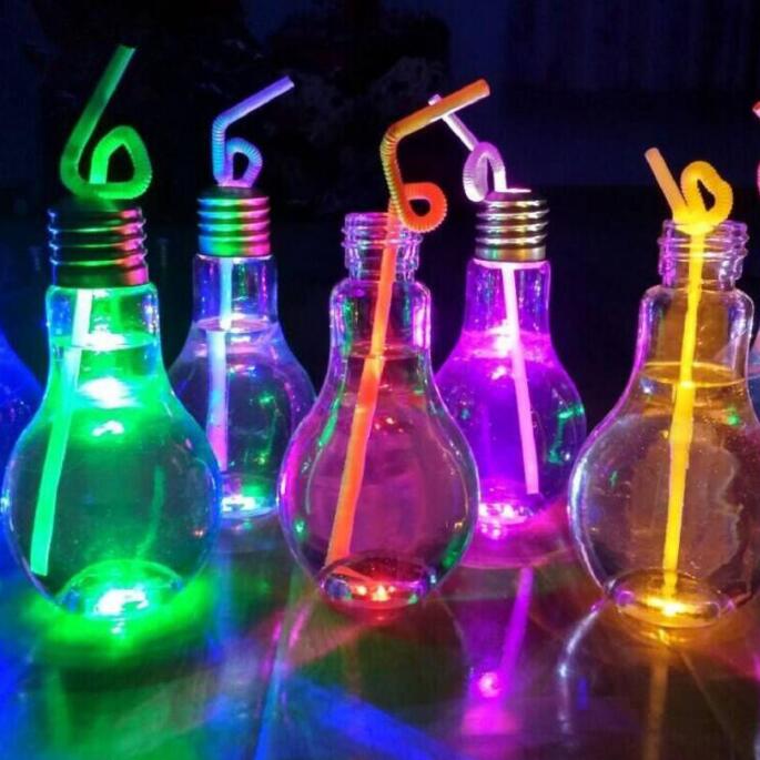 

Light Bulb Beverage Bottle Milk Tea Bottle Plastic Juice Bottles Portable Creative Yogurt Cups Hot Luminescence Cup Drinkware Tools