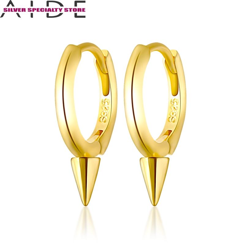 

AIDE Punk Rivet Hoop Earring 925 Sterling Silver Earrings For Women 2020 Piercing Earring Fine Jewelry Pendientes Arete Gifts