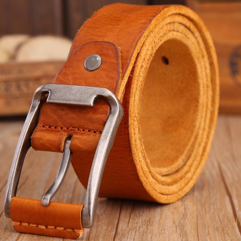 

2020 hot designer belt men high quality luxury 100% real cowhide full grain genuine leather camel cowboy 3.8 cm masculine soft, Black