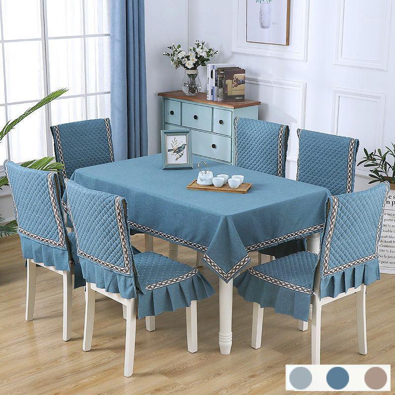 

Simple Solid 13pcs/Set Table Cloth Set With Chair Covers Elegant Cushion Home Banquet Decor Nordic Plaid Rectangular Tablecloth1, Coffee1pcs-130x180cm