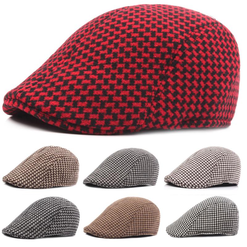 

Mens Classic Hats Houndstooth Cabbie Driving Golf Hat Casual Outdoor Beret Cap HATCS0350, S211-dark gray