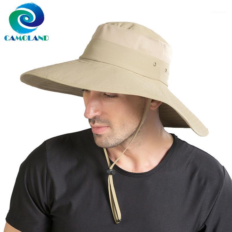 

CAMOLAND 15CM Super Long Wide Brim Anti UV Sun Hats Women Men Outdoor Waterproof Fishing Hat Quick Drying Breathable Bucket Hat1, Army green