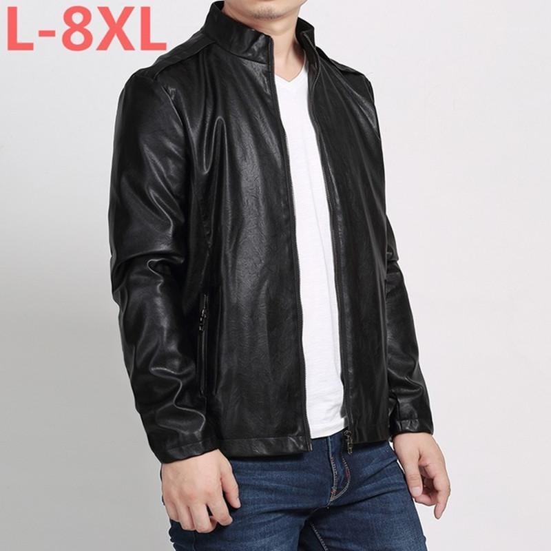 10XL 8XL 6XL 5XL 4XL Marque Veste en cuir PU Hommes Automne Hiver Casual Vestes pour hommes Vêtements solides Vêtements de moto élastiques1