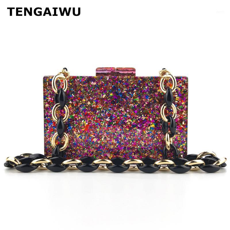 

2020 Clutch Bag Exaggerated With Chain Fashion Wedding Bride Shoulder Bags For Women Party Day Box Clutches Purses1, As picture