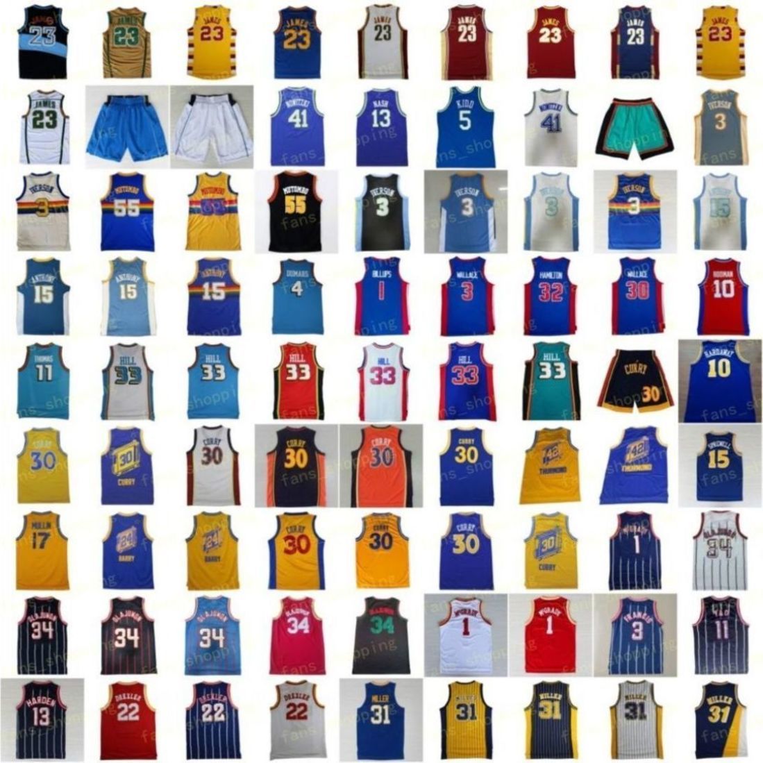 

Mitchell and Ness Retro Stitched Basketball Jerseys Curry James Mutombo Anthony Nowitzki Iverson Grant Thomas Hill Hamilton Billups Olajuwon Yao McGrady Miller, As