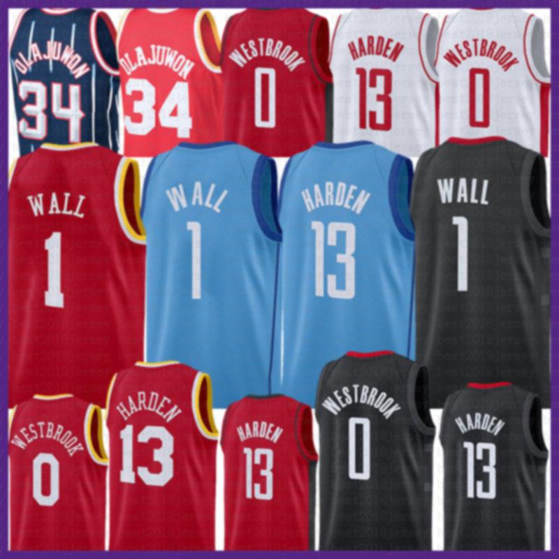 

2021 New James 13 Harden basketball jersey Russell 0 Westbrook Mens Hakeem 34 Olajuwon Cheap John 1 Wall Mesh Retro Yellow, Black;red