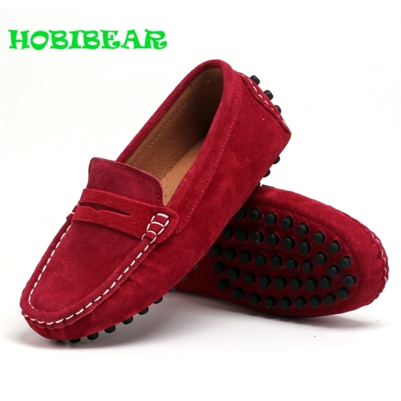 

Classic Boy Girls Children Soft Leather Flats Loafer Comfortable Young Boy Casual Sneakers Black Red Girls Slip On Casual Shoes 201112