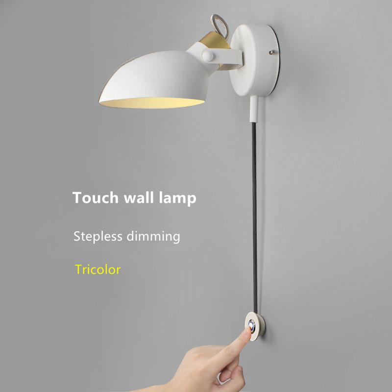 

LED Wall Lamp Nordic Macalon Simple Living Room Bedroom Reading Bedside Lamp With Switch Solid Wood Creative Rotating Light