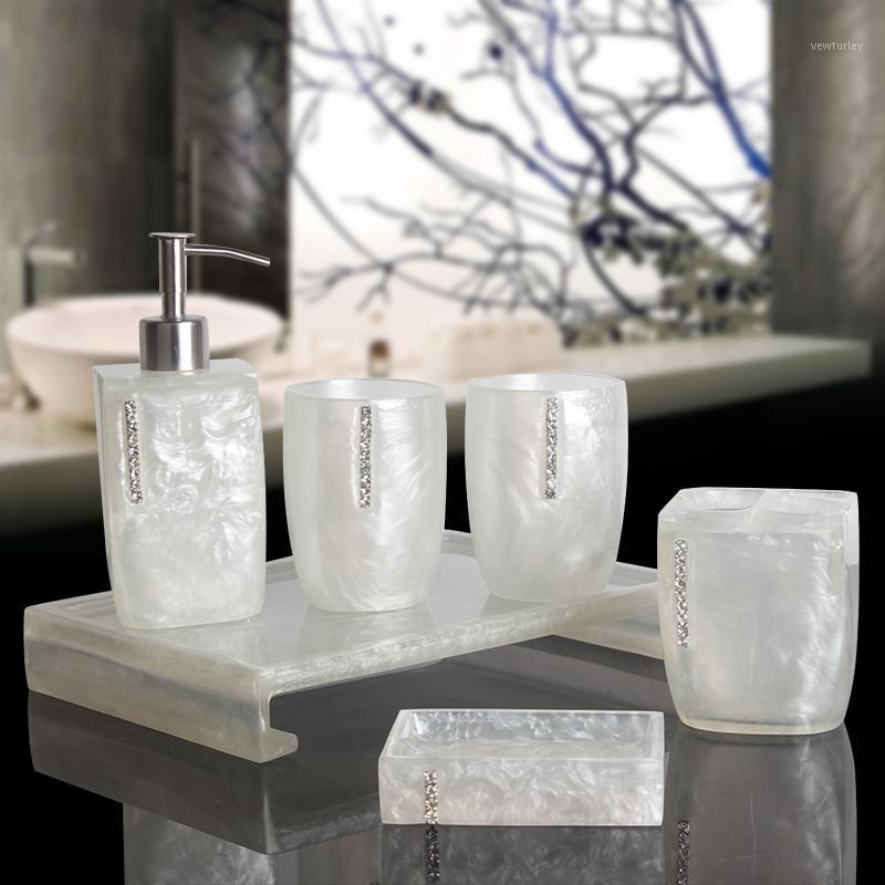 

light luxury Five-piece bath set with diamonds bathroom brushing cup mouthwash mug YHJ0218061