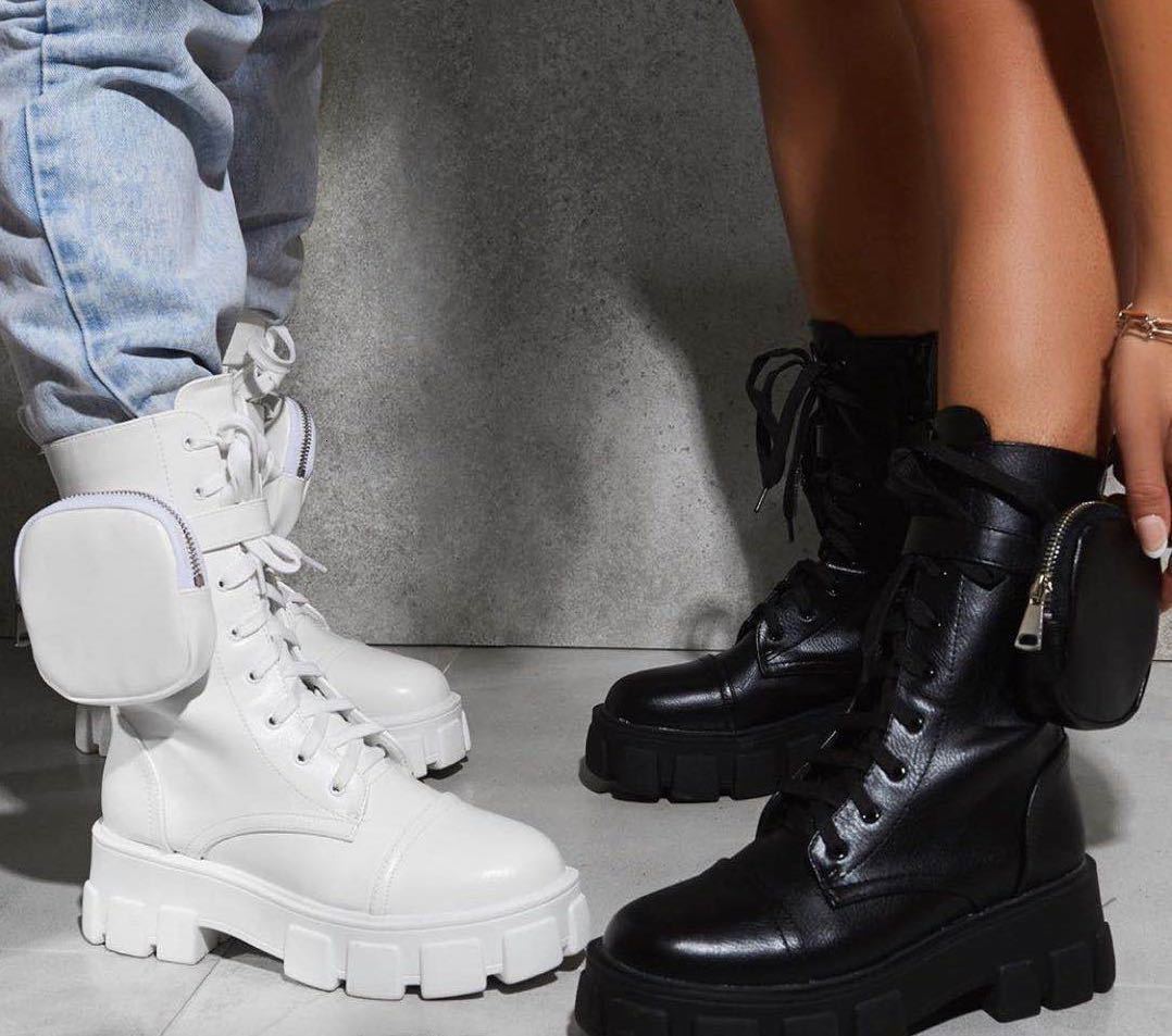 

Women Thick Bottom Increased Boots with Wallet Bags Military Boot Botas Altas Mujer Ladies Female Shoes Byyy, U2867 b