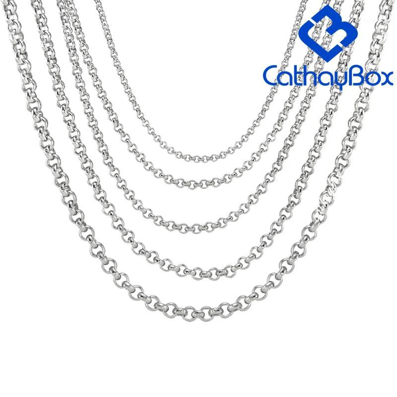 

10PCS/LOT Wholesale Custom Make Silver Color Men's Stainless Steel Rolo Link Chain Necklace1