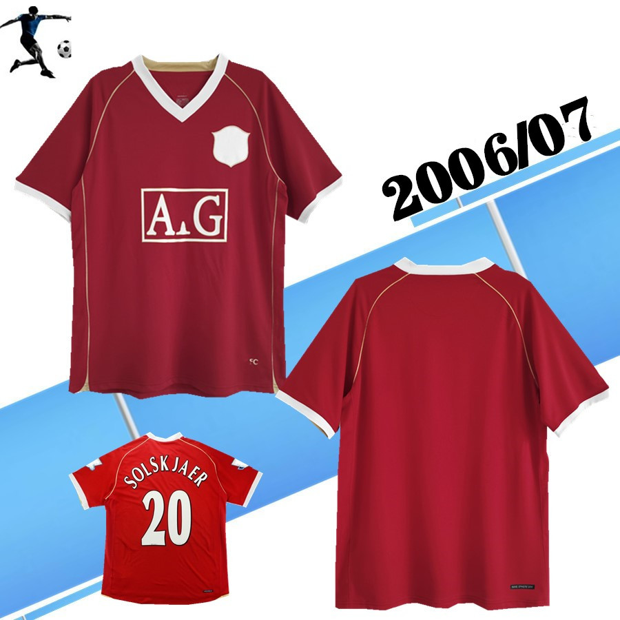 

2006 07 Retro Man UTD Soccer Jerseys ROONEY Football Shirt 2006 Classic retro RONALDO Soccer Shirt SOLSKJAER United GIGGS Jersey, 06/07 home +patch