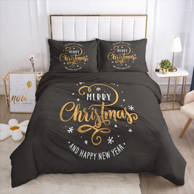 

3D Black Bedding Sets XMAS Duvet Cover Set Quilt Covers and Pillow Shams Comforther Case King Queen Christmas Design Bedclothes1, Christmas002-white-d