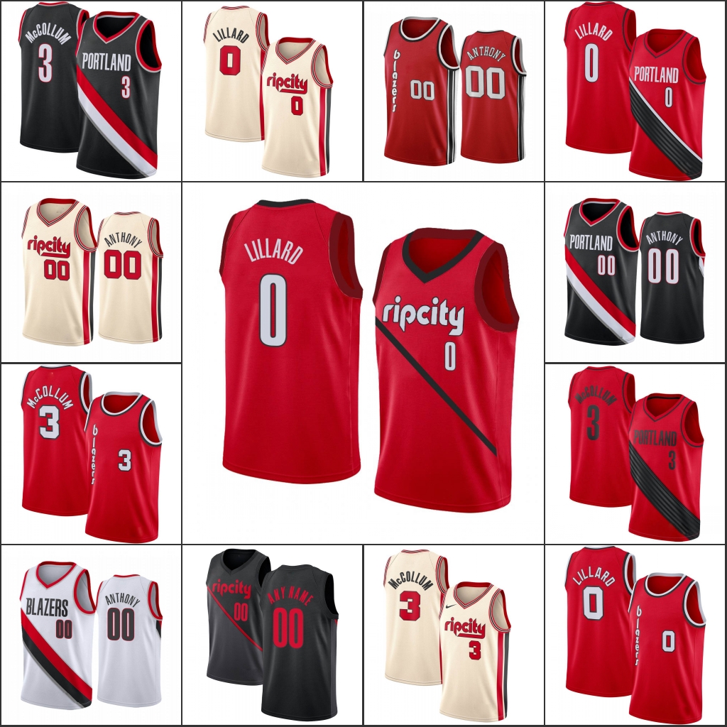 

Portland Trail Blazers Men Carmelo Anthony C.J. McCollum Damian Lillard NBA 2020 Basketball Jersey, Black