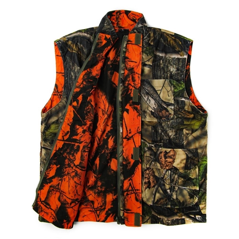 

GUGULUZA Outdoor Hunting Vest Zip Camo+Orange Safety Waistcoat Sneaky Leaf Woodland 201215, Black