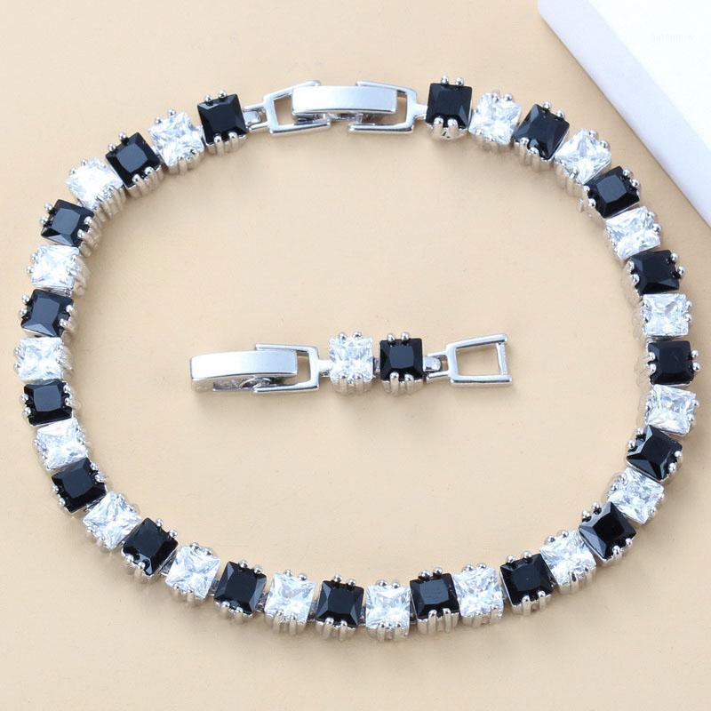 

West Style Magic Black White Cubic Zirconia Link Chain Bracelet Length 21CM For Women Trendy Silver Color Jewelry1