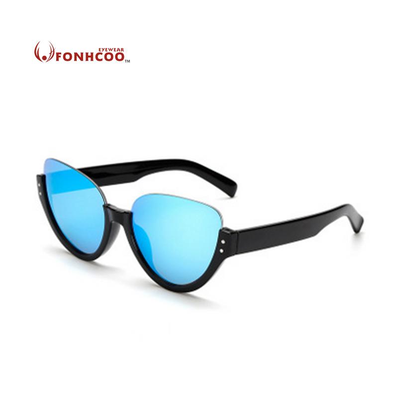 

FONHCOO NEW fashion sunglasses female half-frame cat eye women Vintage retro glasses oval UV400 rays protection