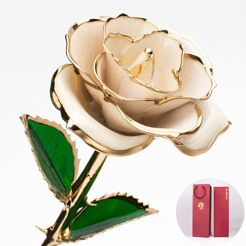

24k Gold Dipped Rose Flower Artificial Flowers Eternal Rose With Stand Forever Love In Box Birthday Valentine Day Gift For Girls, Black