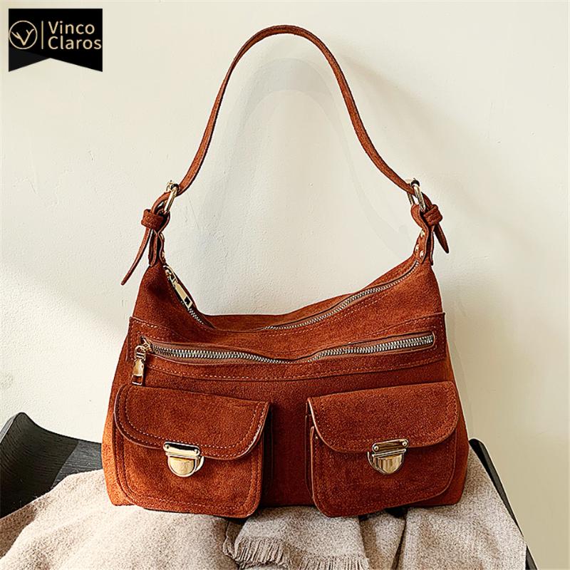 

Elegant Suede Shoulder Bags for Women Fashionable Brand Women's Tote Bag Purses and Handbags Quality Luxury Designer Handbag, Brown