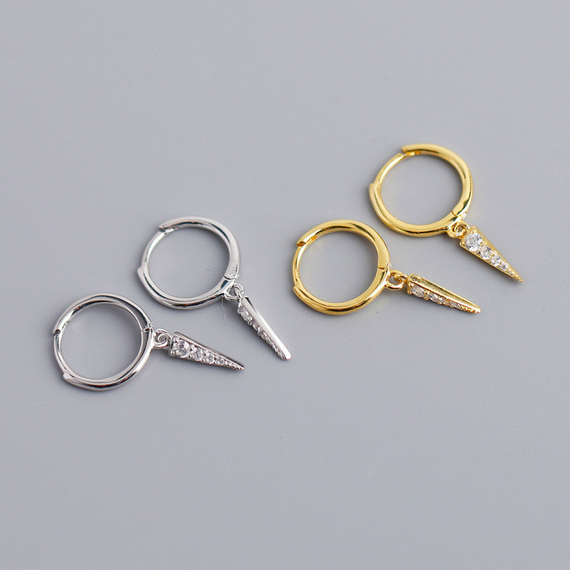 

Februaryfrost Brand Designer Korean Jewellery Simple Geometric Earring 100% 925 Sterling Silver Triangle Pendant Stud Earrings for Women
