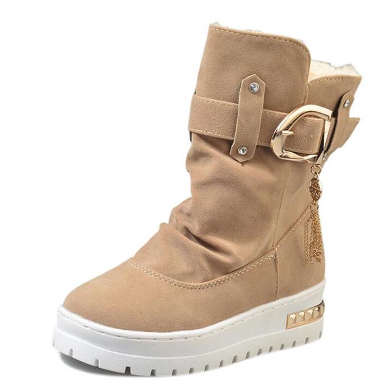 

new winter flat bottom tube slip plus velvet warm cotton shoes suede boots Women's snow boots female, 01