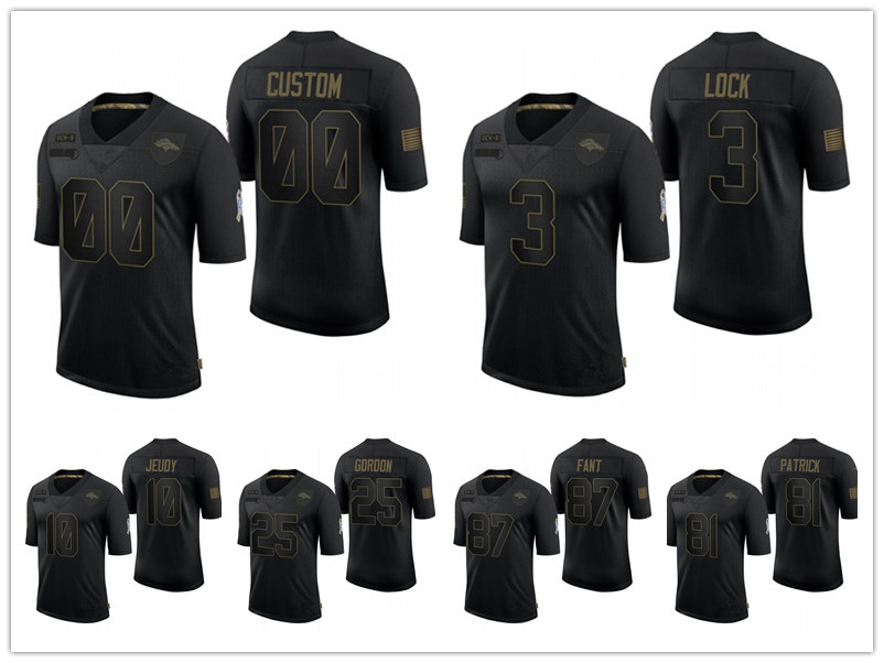 

Denver Broncos MEN WOMEN YOUTH Von Miller Phillip Lindsay Black Limited football Jersey 2020 Salute to Service, Black;red