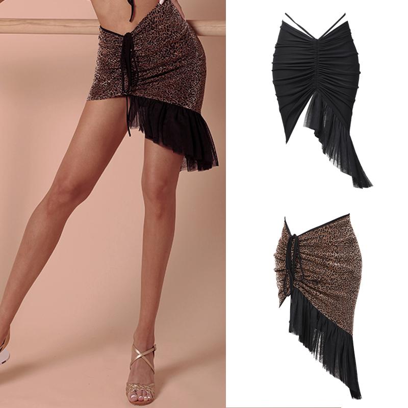 

Latin Dance Skirt Lady Sexy Leopard Print Fringed Skirts Women Practice Clothes Tango Salsa Cha Cha Rumba Samba Wear DNV13534, Black