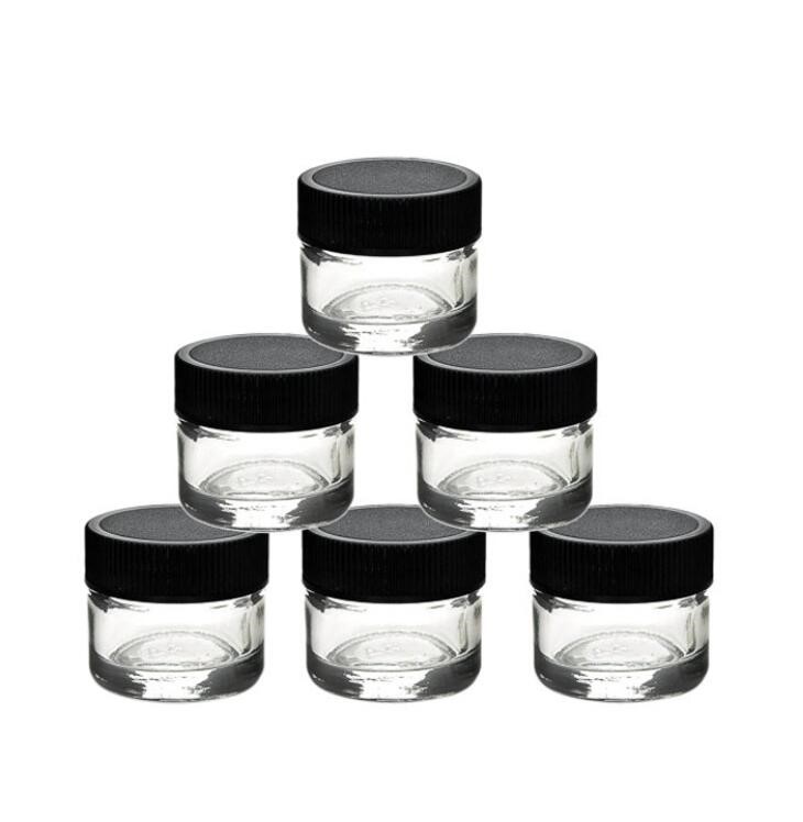 

wax concentrate packaging 3ml 5ml glass jars With black lids Empty Lotion Container High Quality Packing box