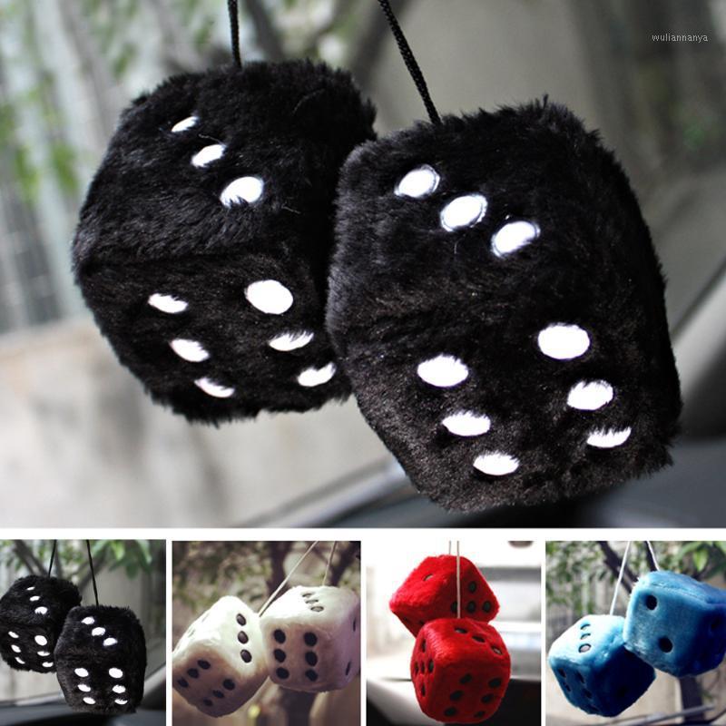 

Multicolor Dots 1 Pair Plush Dice Car Plush Dice Cute rearview mirror Pendant Car decoration Hanging Accessories Gifts1