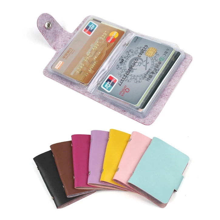 

Fashion 24 Bits Useful Business Credit Card Holder PU Leather Buckle Cards Holders Organizer Manager For Women Men Free Shipping, Brown;gray