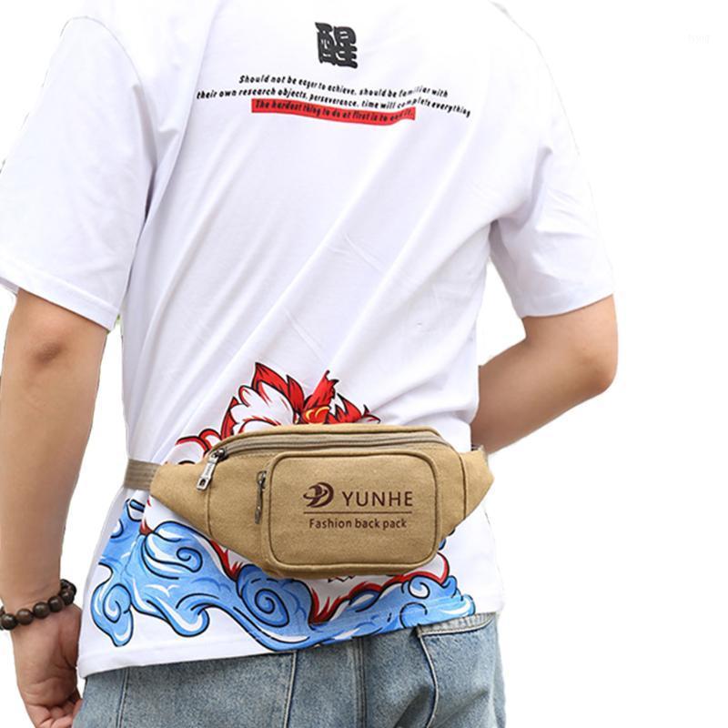 

Men's Canvas Waist Bag Fashionable Casual Crossbody Bag Multifunction Casual Mobile Phone Chest1, Sky blue