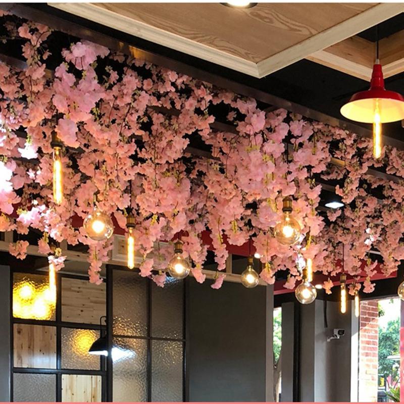 

1 Pcs Artificial Silk Flowers DIY Cherry Blossoms Decorative Wedding Flowers for Party Home Sakura Wall Bonsai, White