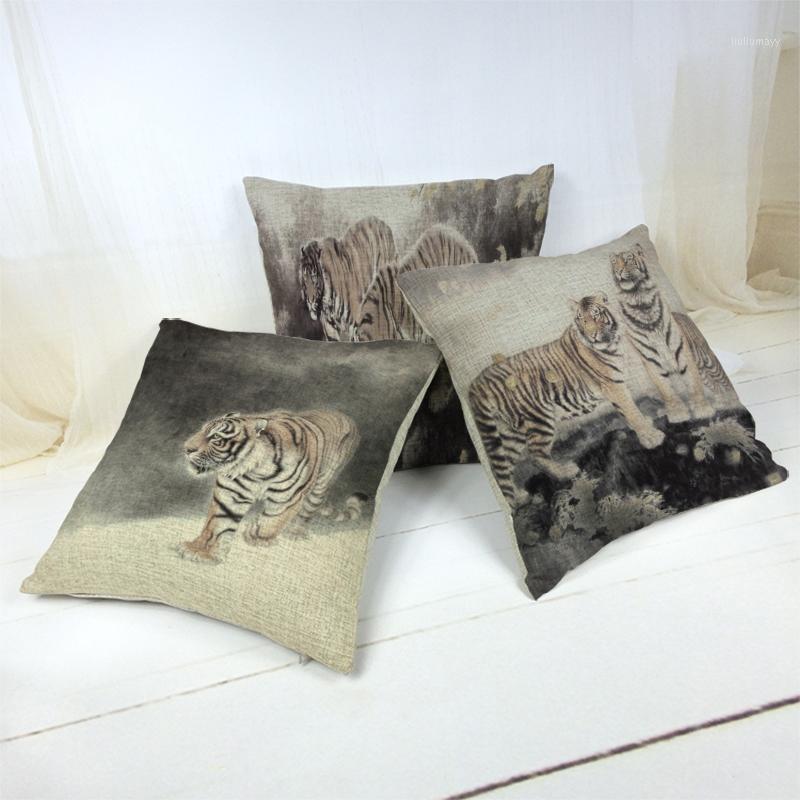 

Ink Painting Style Animal Landscape Pattern Cushion Cover Minimalist Home Decoration Car Sofa Throw Pillowcase Cotton And Linen1