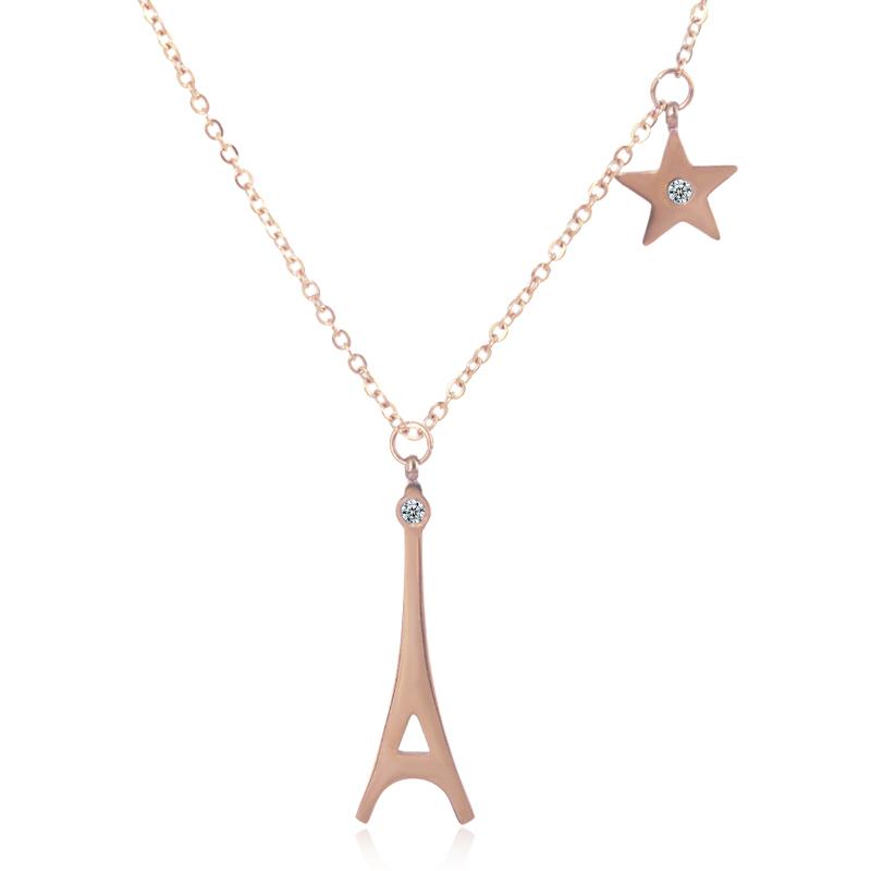 

361L Stainless Steel Romantic Love Tower Star Pendants & Necklaces For Women Luxury Cute Short Clavicle Collar Chokers Fashion
