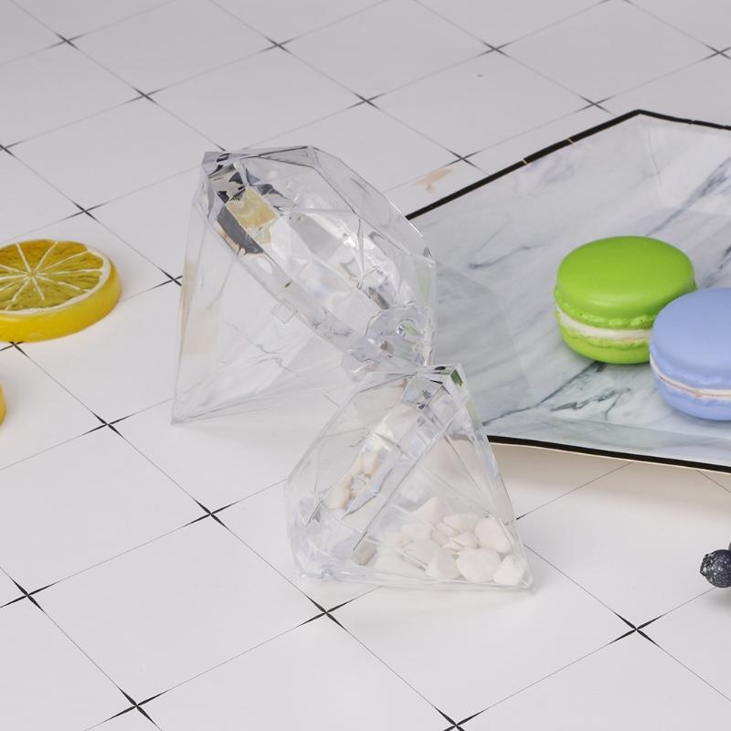 

Wedding Party Home Clear Diamond Shape Transparent Plastic Candy Box Favor Decor