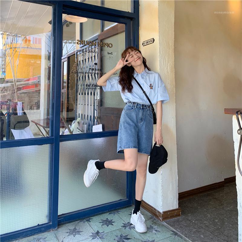

shorts female new port of loose flavour students show thin tall waist straight wide-legged jeans at five to leisure1, See chart