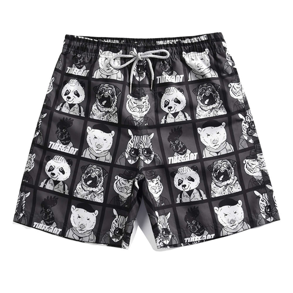 

New Arrival Men's Board Shorts Boy's Black Swimming Trunks Man Animal Printed Surfing Shorts Maldives Swimwear Loose Beach Pants