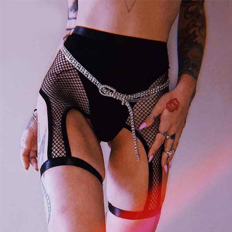 Women Fishnet Mesh Black Shorts Summer Sexy High Waist Booty Rave Festival Elastic Club-image-603719785