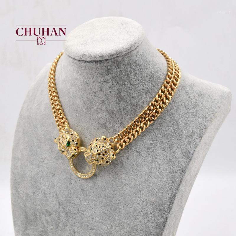 

Chains CHUHAN Leopard Head Pendant Necklace Hip Hop Punk Style Jewelry Party Rave Accessory Animal Necklaces Gold Chain Wholesale C4631