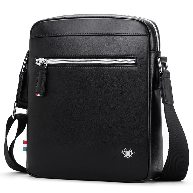

WILLIAMPOLO 2020 New Shoulder Bag Male Messenger Bag Shoulder Leather Handbags Bolsas Grande Leather cowhide 12D, Black